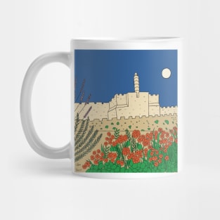 The Tower of david in full moon, Jerusalem Mug